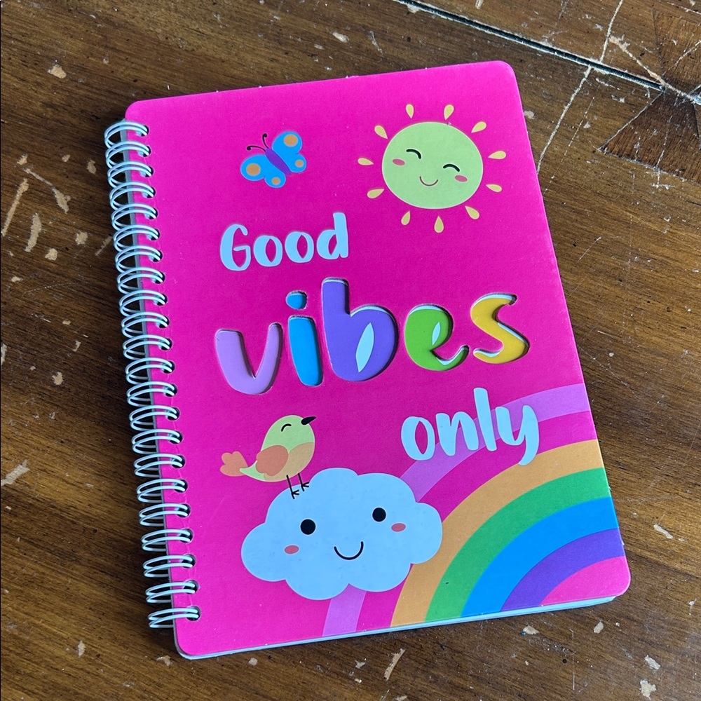Colorful Spiral Notebook with Good Vibes Only Design
